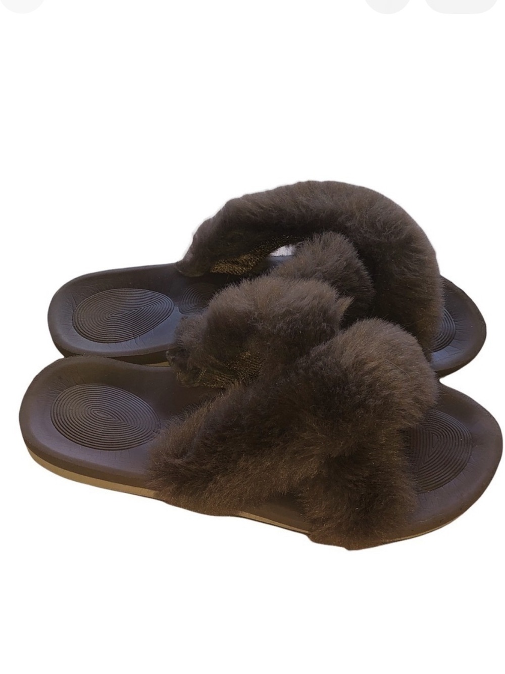 CoFace Brown Fur Slipper Sandals